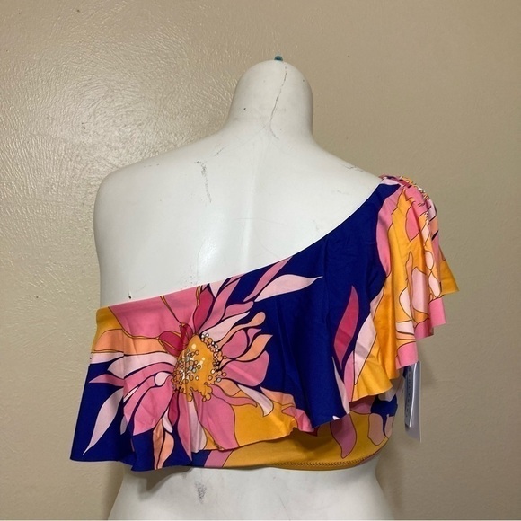 Trina Turk Breeze Ruffled One Shoulder Bikini Top size 14 NWT - Picture 2 of 6